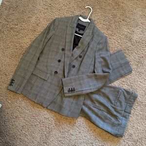 Like new Womens Banana Republic double breasted plaid Suit SET Pants Jacket 2 4